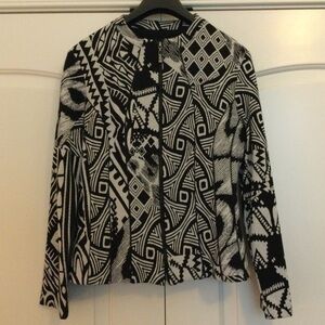 Frank Lyman Design Graphic Print Fitted Knit Zip Front Jacket Size 12 US